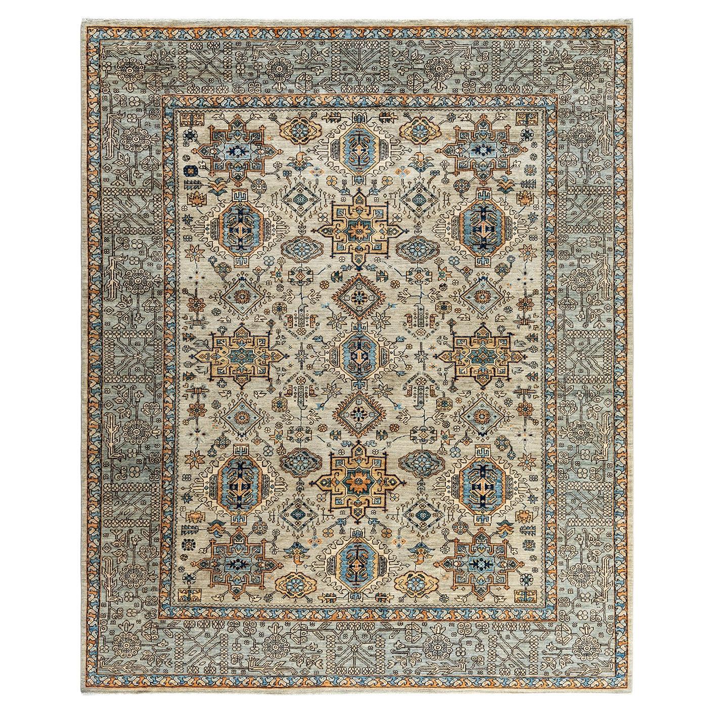 Traditional Serapi Hand Knotted Wool Beige Area Rug For Sale
