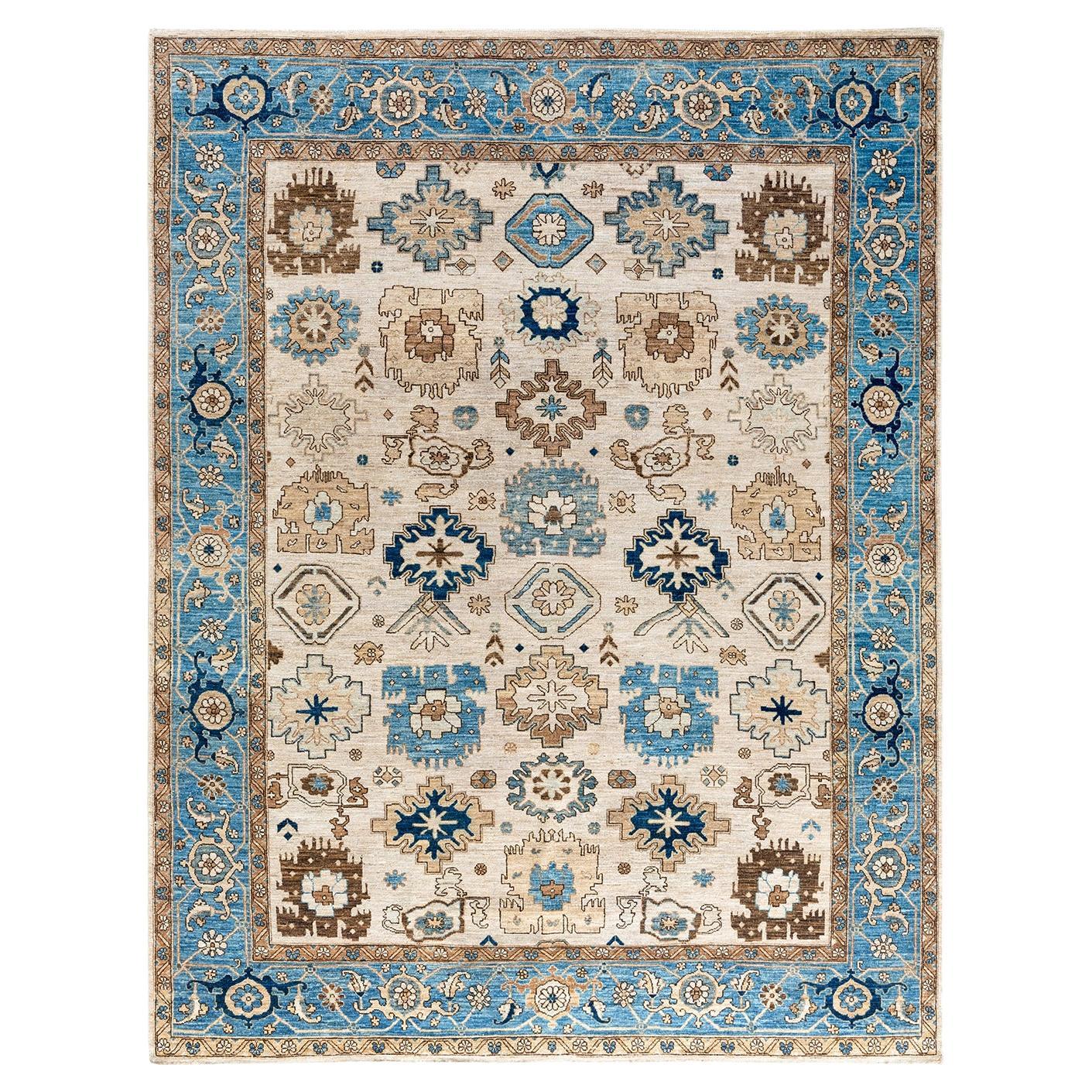 Traditional Serapi Hand Knotted Wool Beige Area Rug For Sale