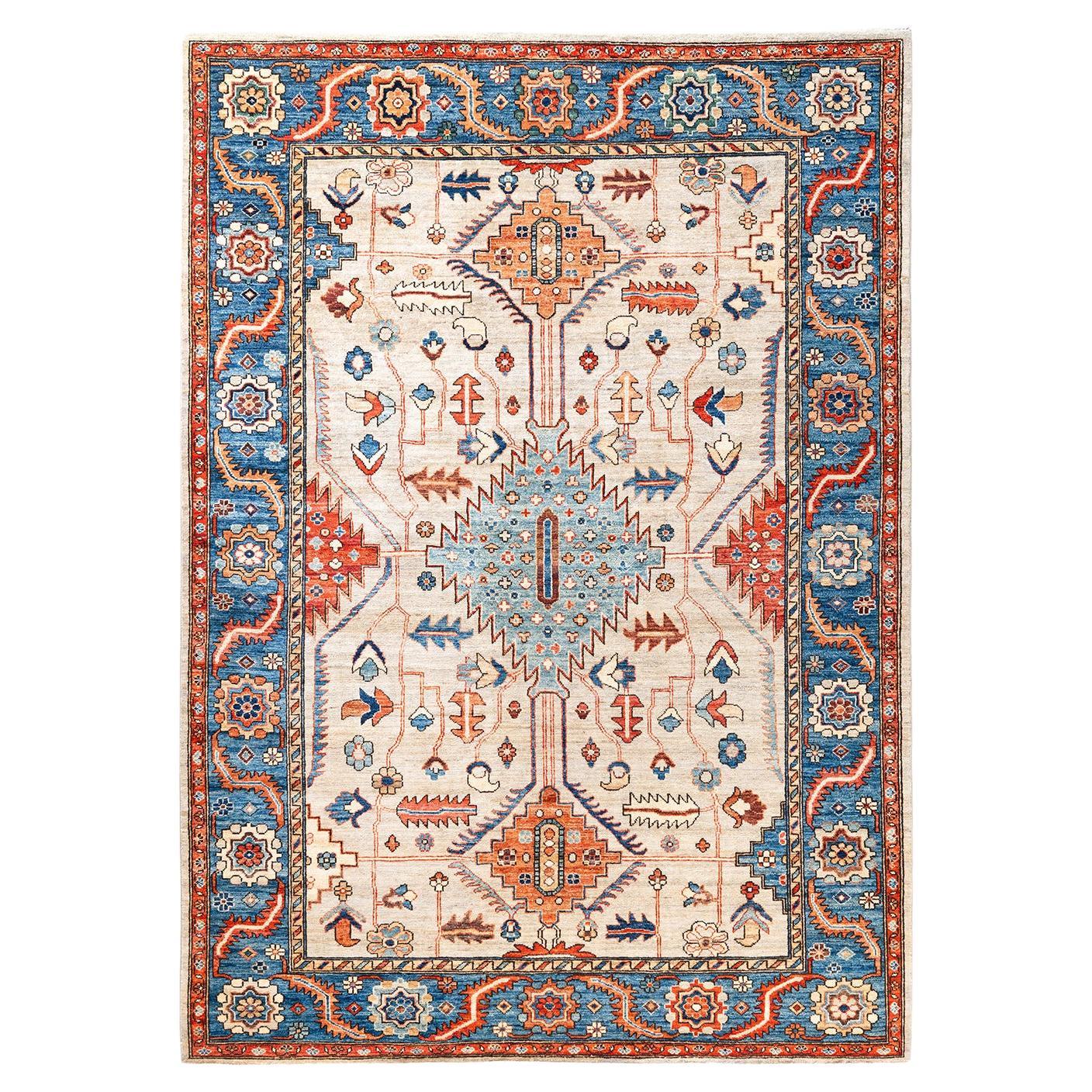 Traditional Serapi Hand Knotted Wool Beige Area Rug