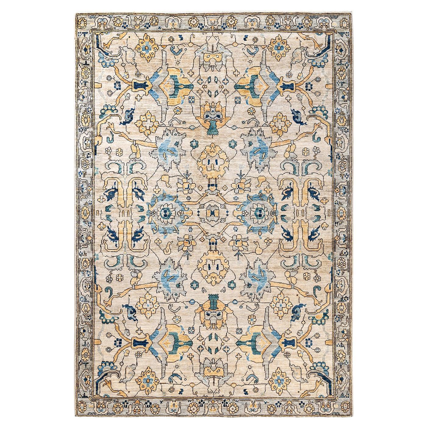 Traditional Serapi Hand Knotted Wool Beige Area Rug  For Sale