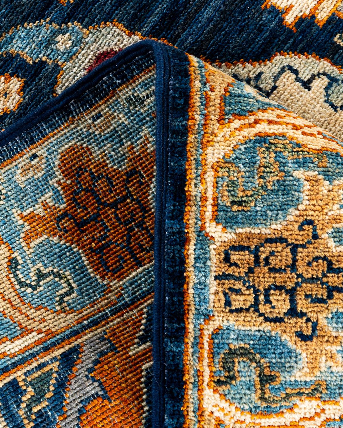 XXIe siècle et contemporain Tapis traditionnel Serapi noué à la main bleu de 2' 8