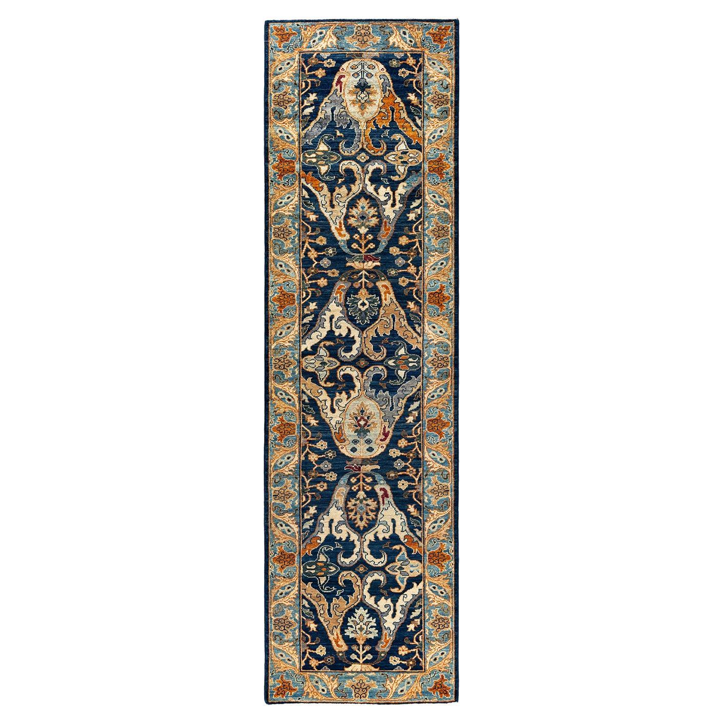 Traditional Serapi Hand Knotted Wool Blue Area Rug 2' 8" x 9' 6"