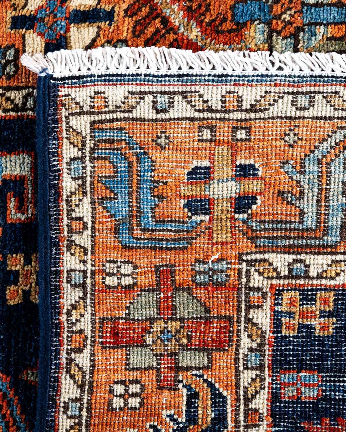 Traditioneller handgeknüpfter blauer Serapi-Teppich aus Wolle 2' 9