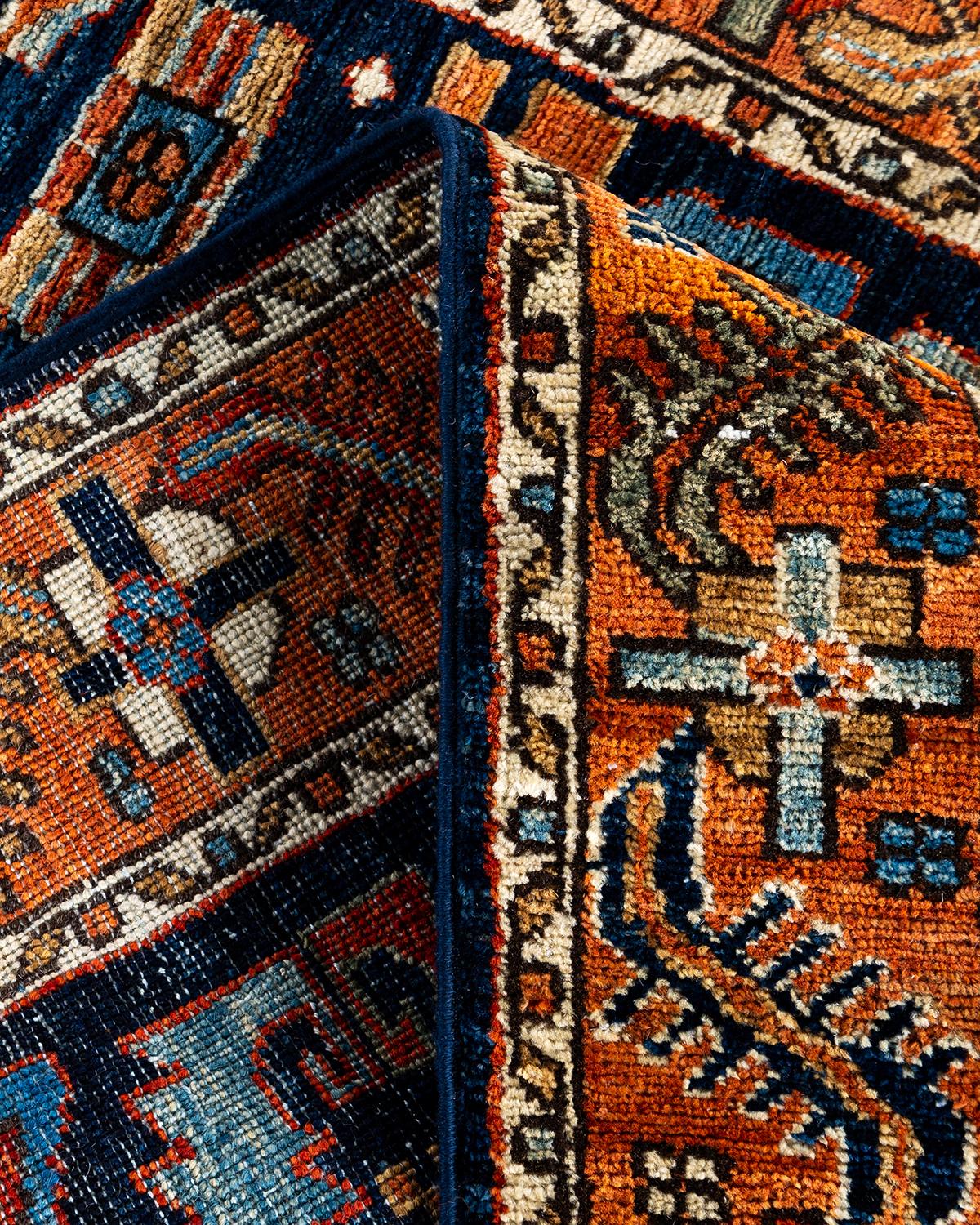 Traditioneller handgeknüpfter blauer Serapi-Teppich aus Wolle 2' 9