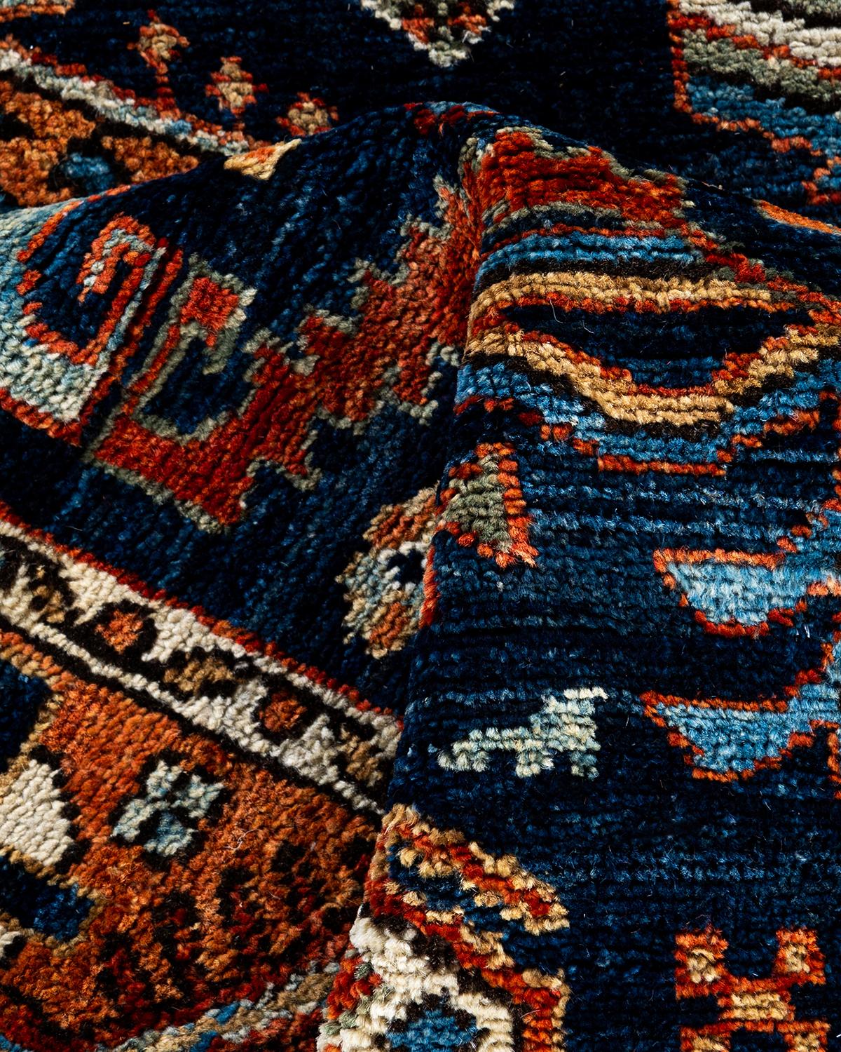 Traditioneller handgeknüpfter blauer Serapi-Teppich aus Wolle 2' 9