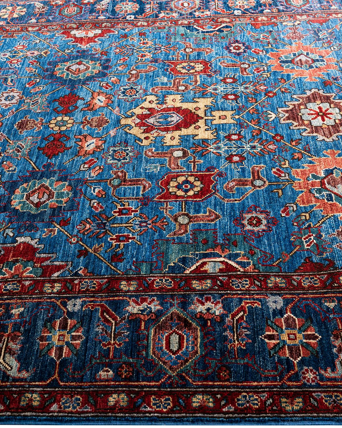 Tapis traditionnel Serapi noué à la main bleu de 5' 11