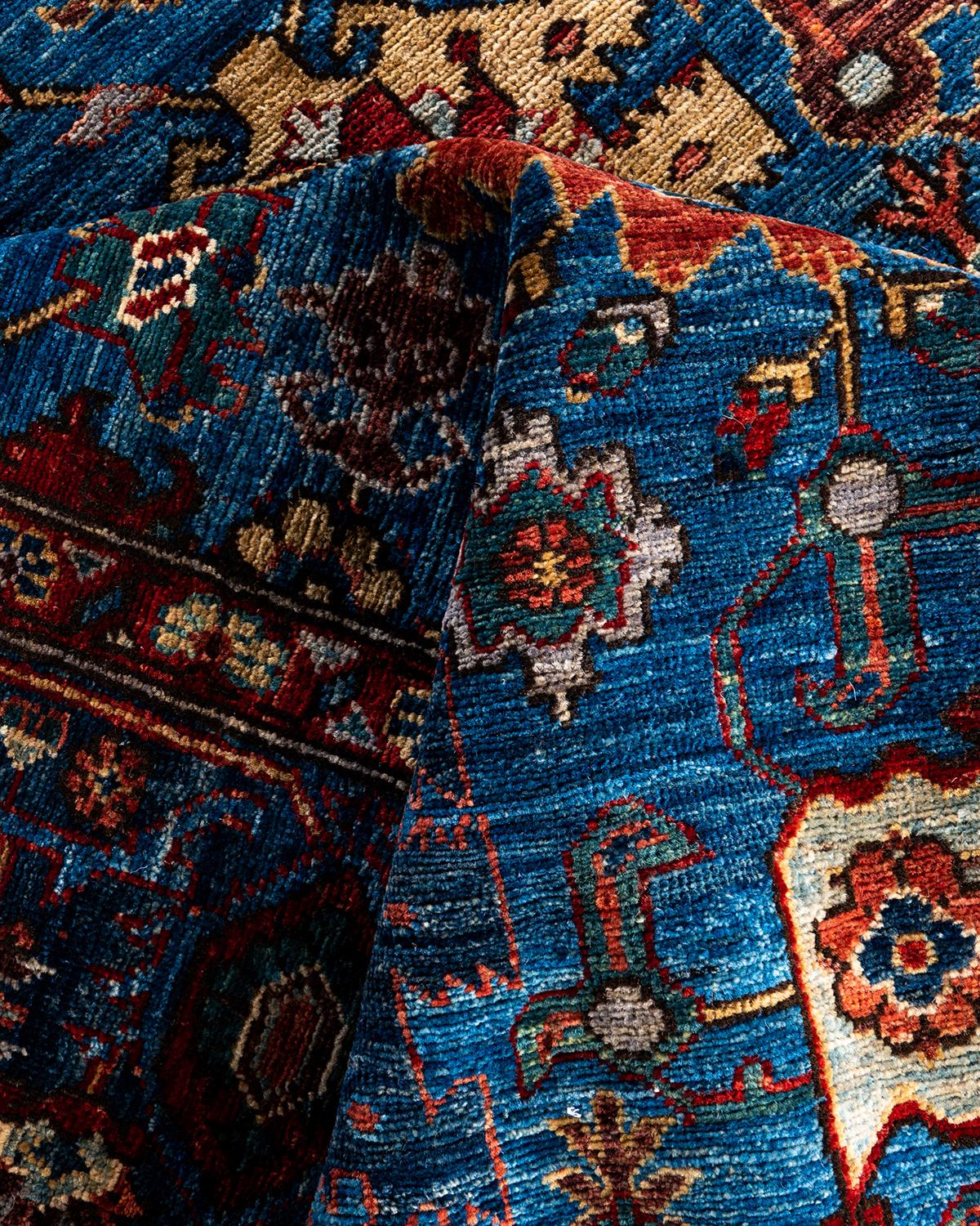 Tapis traditionnel Serapi noué à la main bleu de 5' 11
