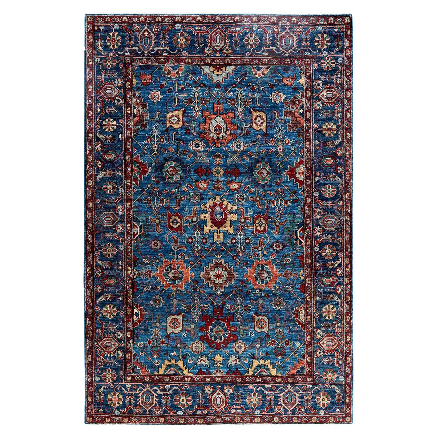 Traditional Serapi Hand Knotted Wool Blue Area Rug 5' 11" x 9' 0"