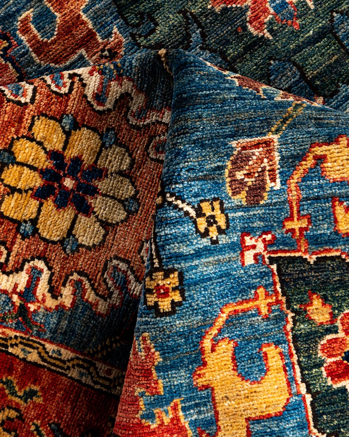 Tapis traditionnel Serapi noué à la main bleu de 5' 11