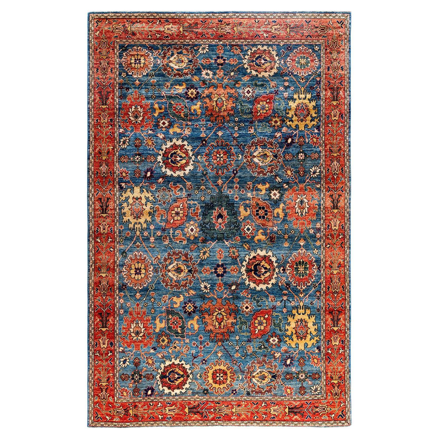 Traditional Serapi Hand Knotted Wool Blue Area Rug 5' 11" x 9' 3"