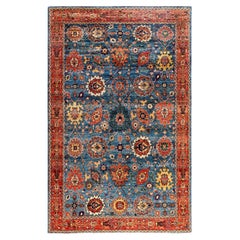 Traditional Serapi Hand Knotted Wool Blue Area Rug 5' 11" x 9' 3"
