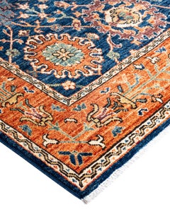 Traditional Serapi Hand Knotted Wool Blue Area Rug 5' 9" x 9' 4"