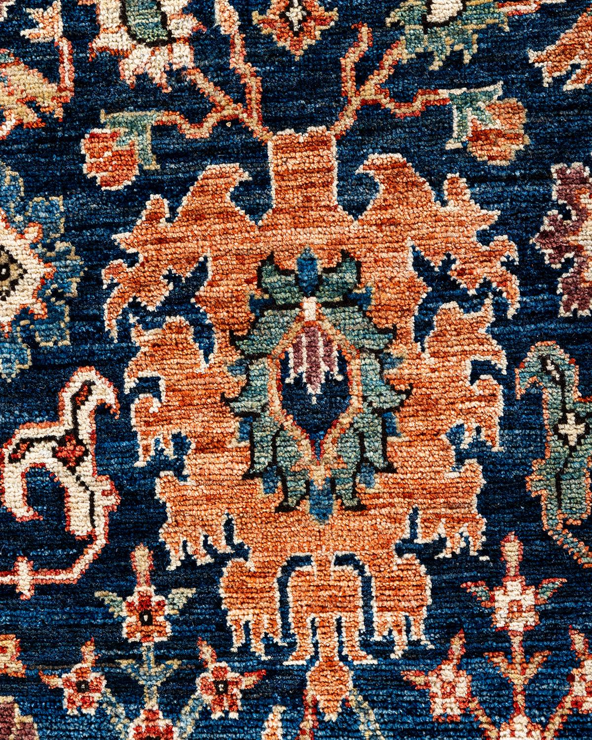 Pakistani Traditional Serapi Hand Knotted Wool Blue Area Rug 5' 9