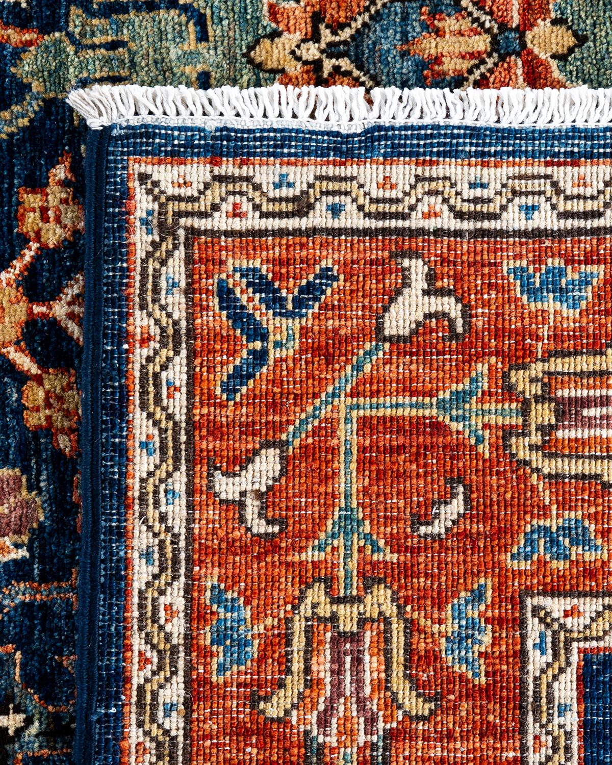 Traditional Serapi Hand Knotted Wool Blue Area Rug 5' 9