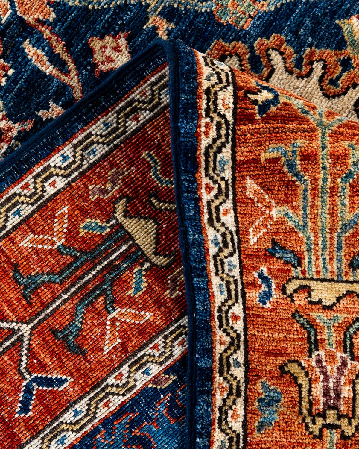 Contemporary Traditional Serapi Hand Knotted Wool Blue Area Rug 5' 9