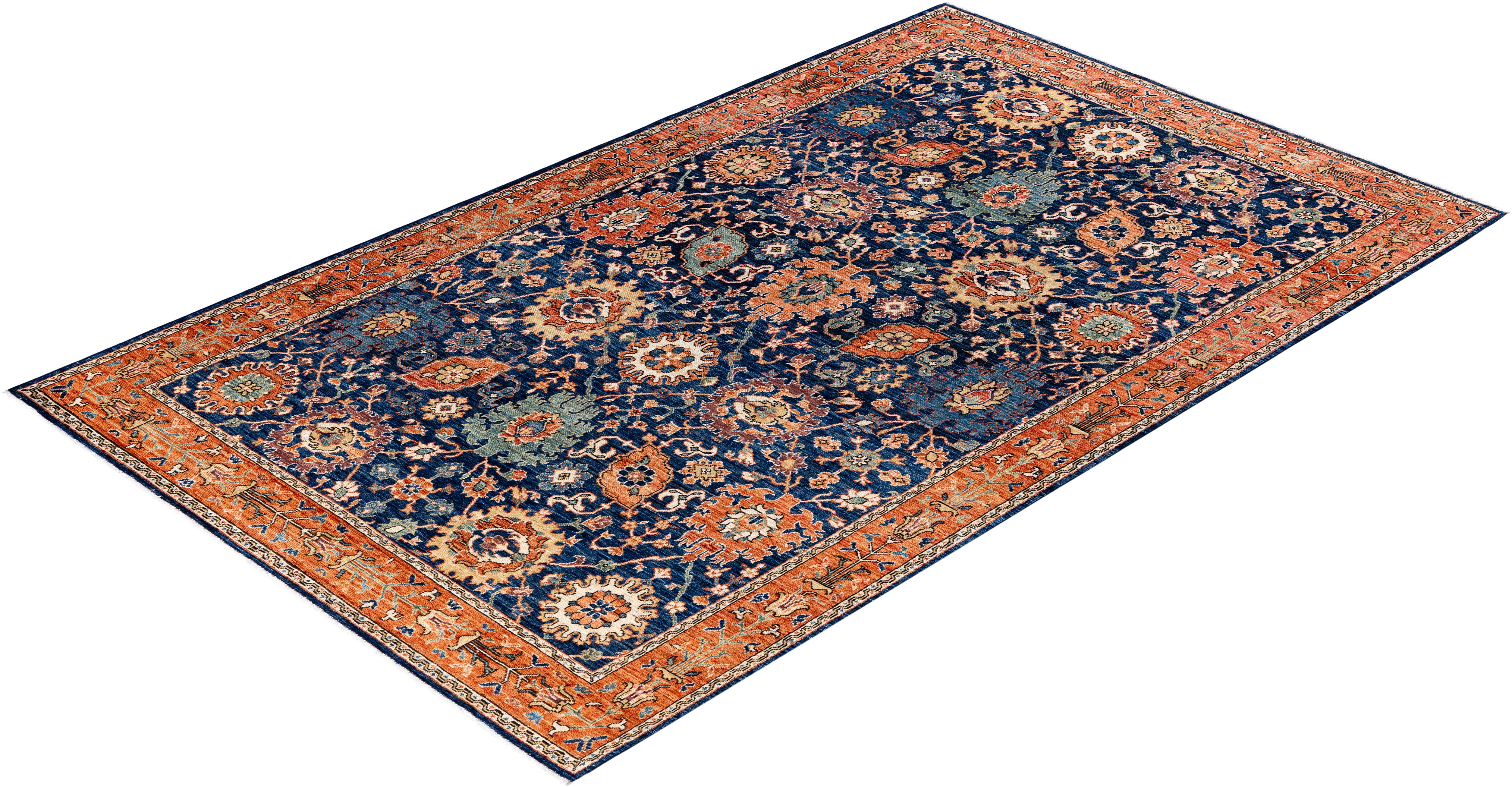 Traditional Serapi Hand Knotted Wool Blue Area Rug 5' 9