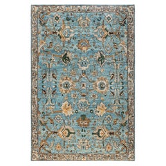 Traditional Serapi Hand Knotted Wool Blue Area Rug 6
 0" x 9
 0"