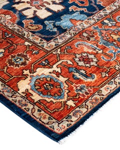 Traditional Serapi Hand Knotted Wool Blue Area Rug 6' 1" x 9' 0"