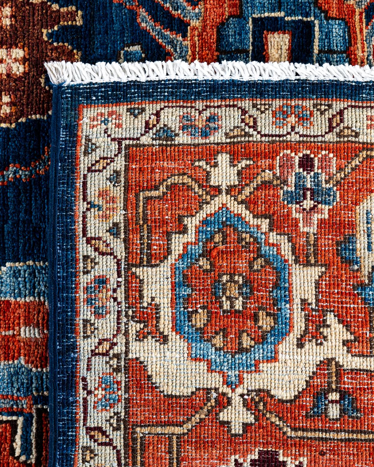 Traditioneller handgeknüpfter blauer Serapi-Teppich aus Wolle 6' 1