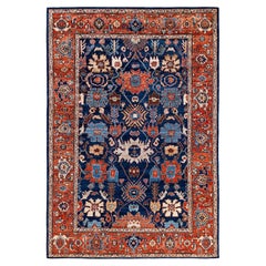 Traditional Serapi Hand Knotted Wool Blue Area Rug 6' 1" x 9' 0"