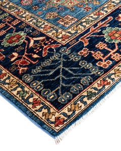 Tapis traditionnel Serapi noué à la main bleu de 6' 2" x 8' 11"