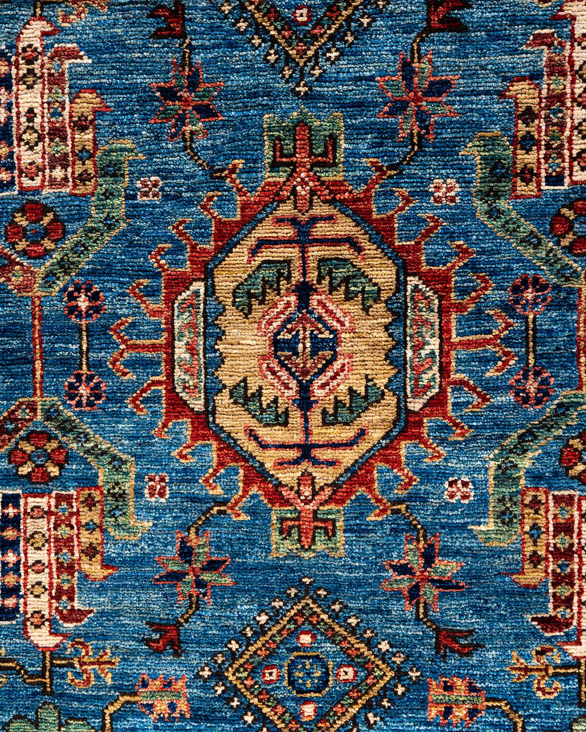Pakistanais Tapis traditionnel Serapi noué à la main bleu de 6' 2