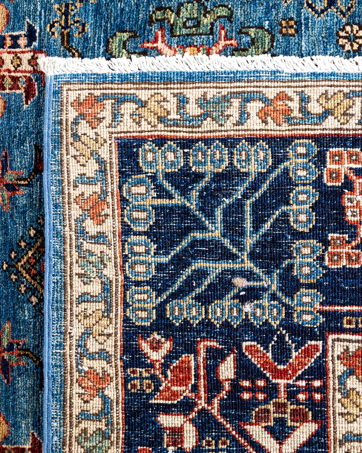 XXIe siècle et contemporain Tapis traditionnel Serapi noué à la main bleu de 6' 2