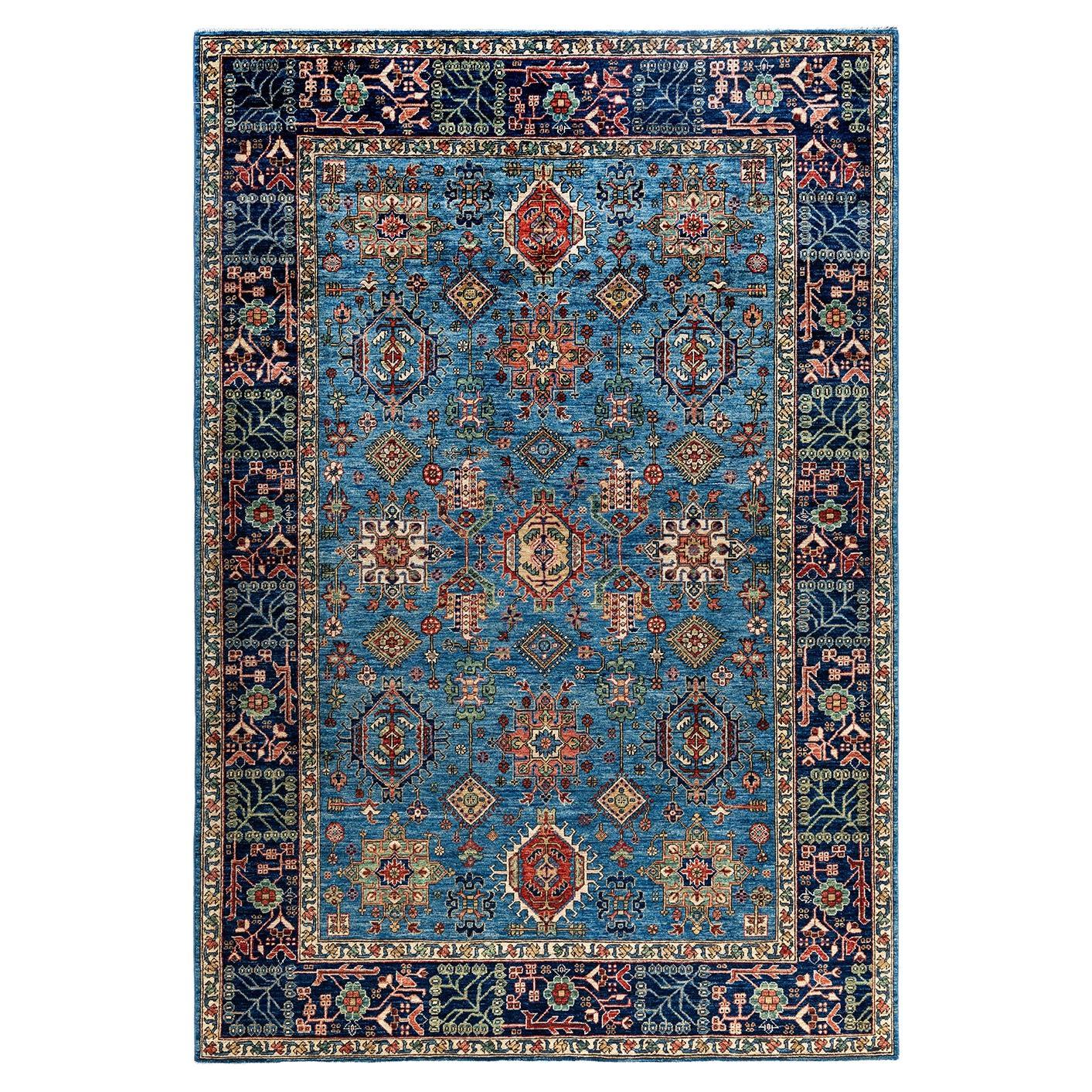 Traditional Serapi Hand Knotted Wool Blue Area Rug 6' 2" x 8' 11"