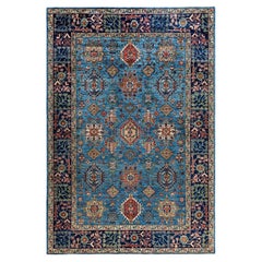 Traditional Serapi Hand Knotted Wool Blue Area Rug 6' 2" x 8' 11"