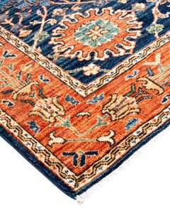 Traditional Serapi Hand Knotted Wool Blue Area Rug 6' 2" x 9' 1"