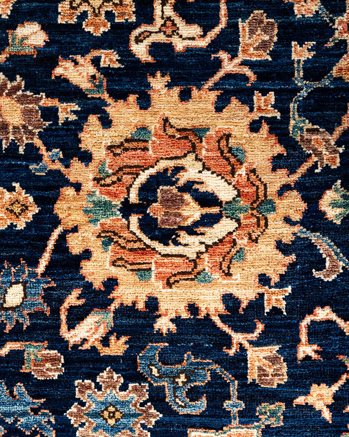 Pakistanais Tapis traditionnel Serapi noué à la main bleu de 6' 2