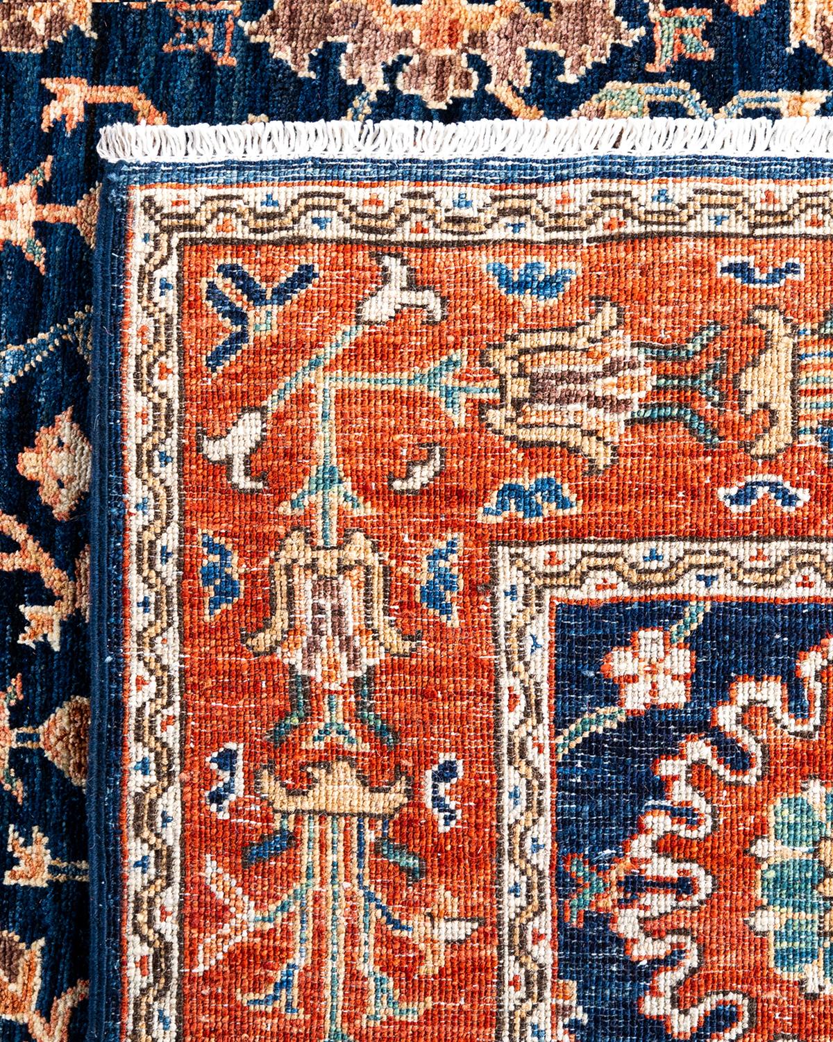 XXIe siècle et contemporain Tapis traditionnel Serapi noué à la main bleu de 6' 2