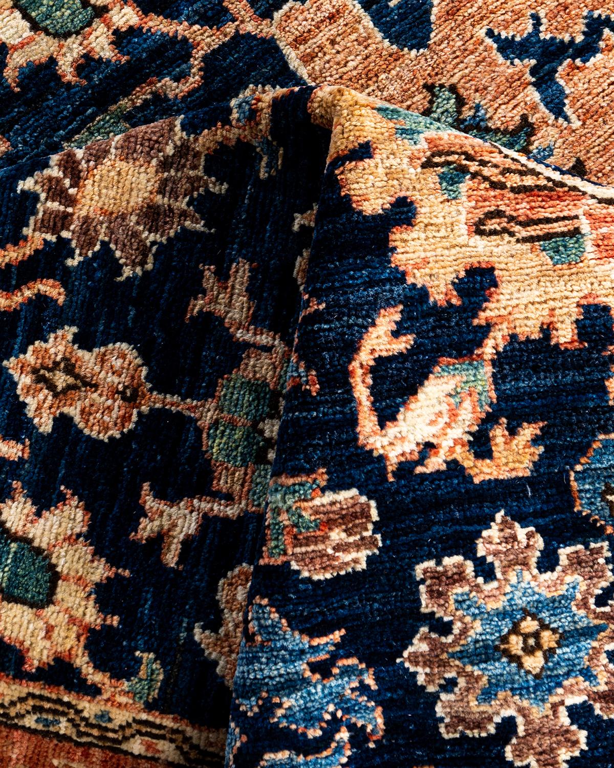 Tapis traditionnel Serapi noué à la main bleu de 6' 2