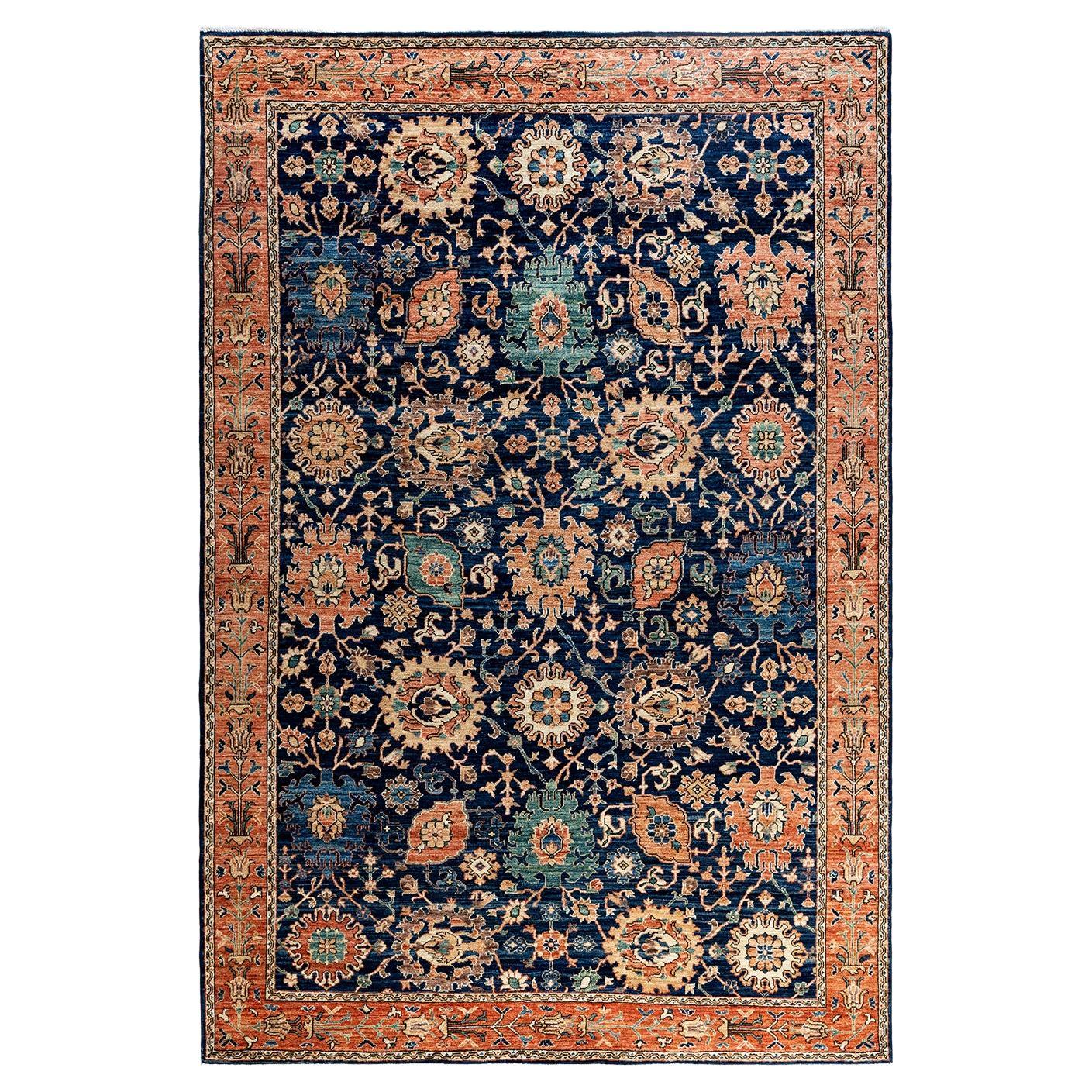 Traditional Serapi Hand Knotted Wool Blue Area Rug 6' 2" x 9' 1"