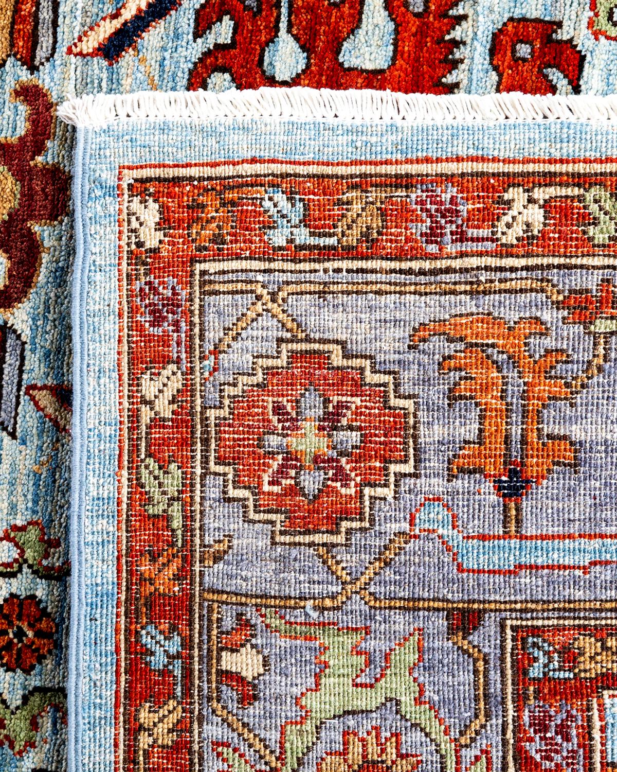 Traditioneller handgeknüpfter blauer Serapi-Teppich aus Wolle 6' 2