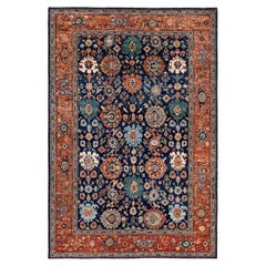 Traditional Serapi Hand Knotted Wool Blue Area Rug 6' 4" x 9' 6"