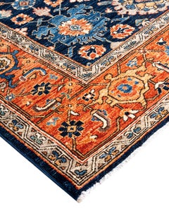 Traditional Serapi Hand Knotted Wool Blue Area Rug 6' 5" x 9' 1"