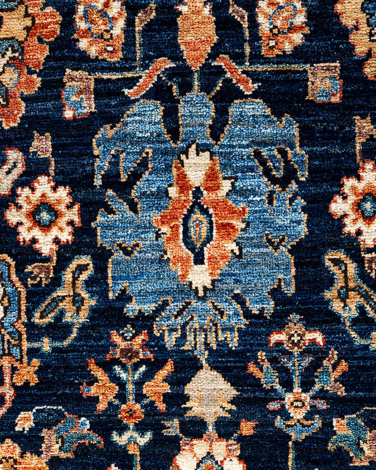 Pakistanais Tapis traditionnel Serapi noué à la main bleu de 6' 5