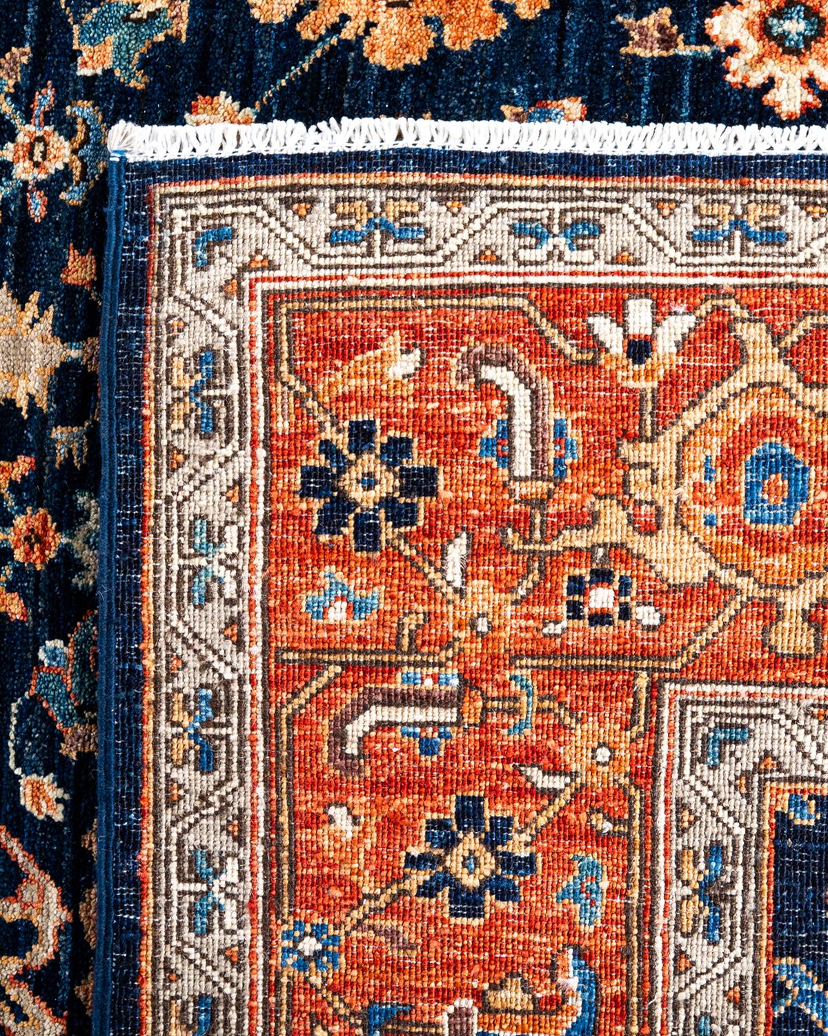 XXIe siècle et contemporain Tapis traditionnel Serapi noué à la main bleu de 6' 5
