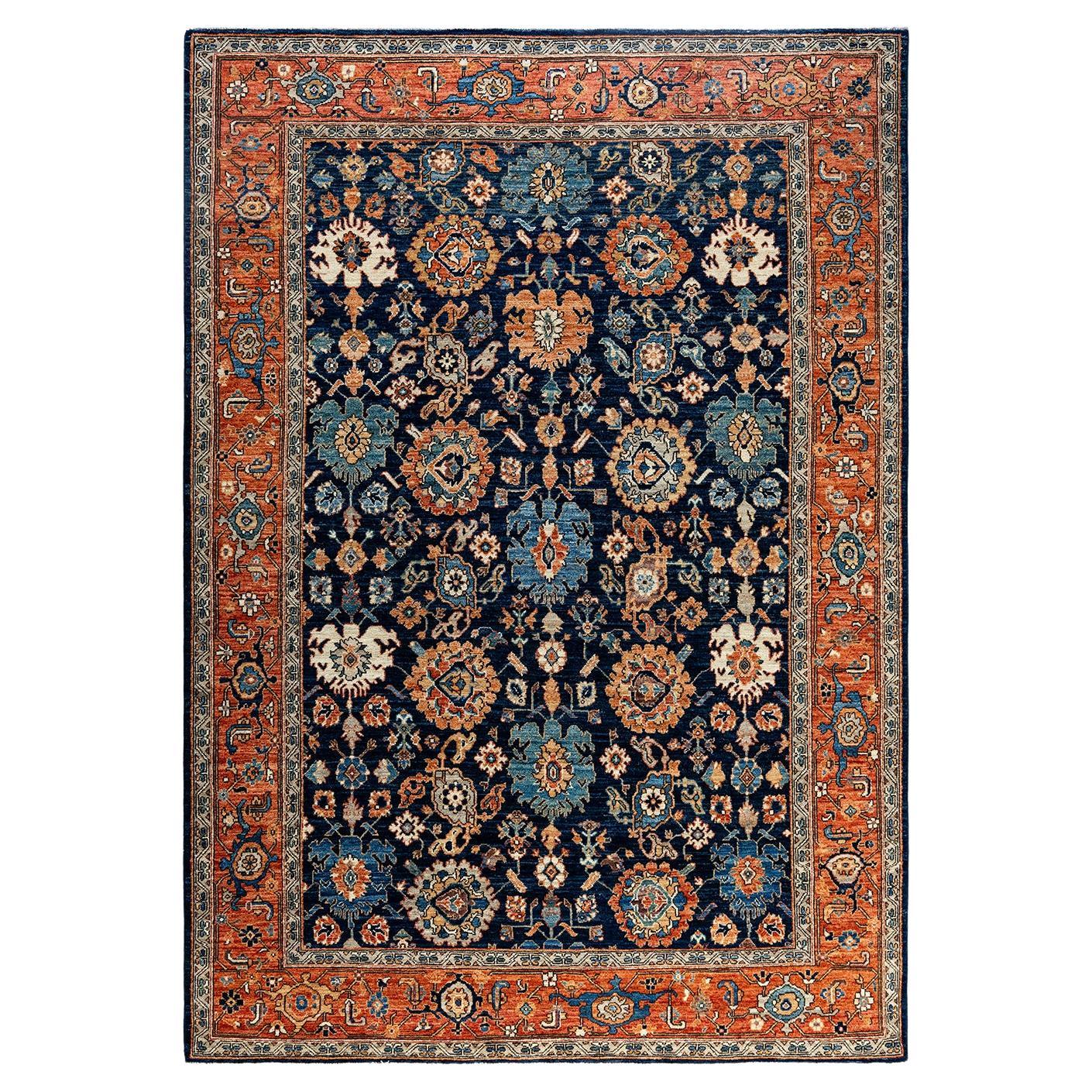 Traditional Serapi Hand Knotted Wool Blue Area Rug 6' 5" x 9' 1"