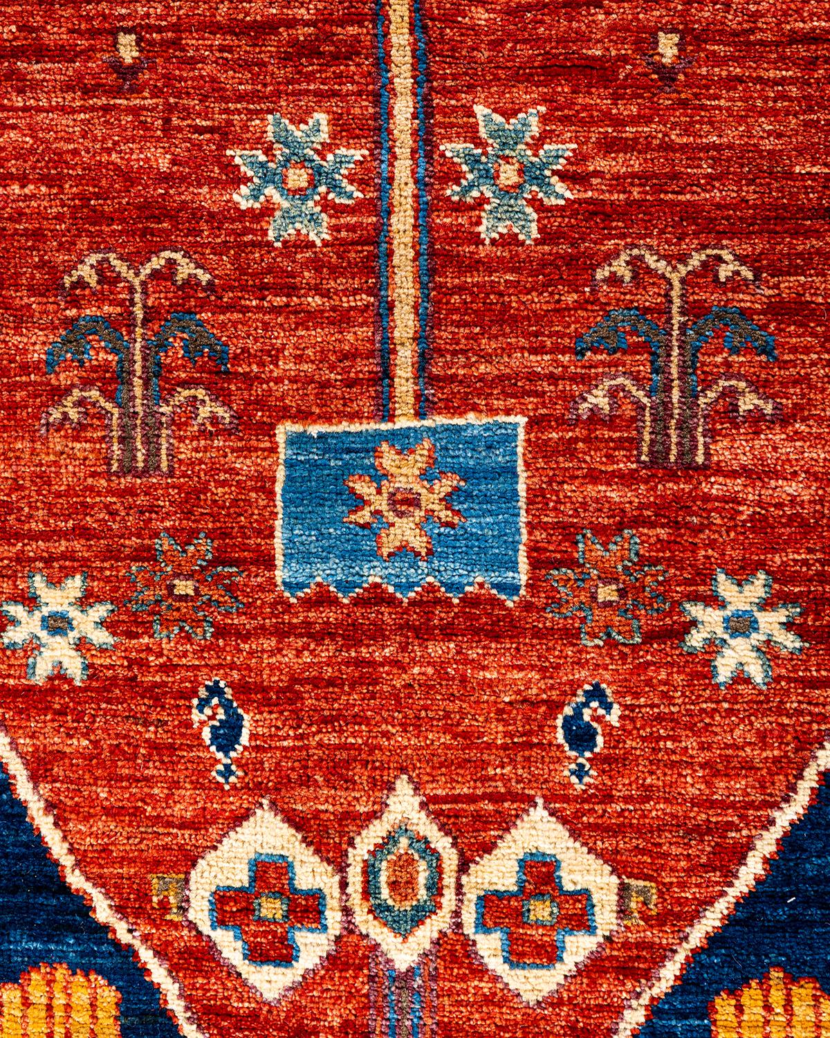 Pakistanais Tapis traditionnel Serapi noué à la main bleu de 6' 6