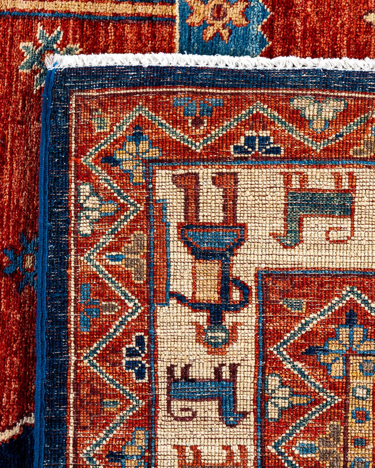 Tapis traditionnel Serapi noué à la main bleu de 6' 6
