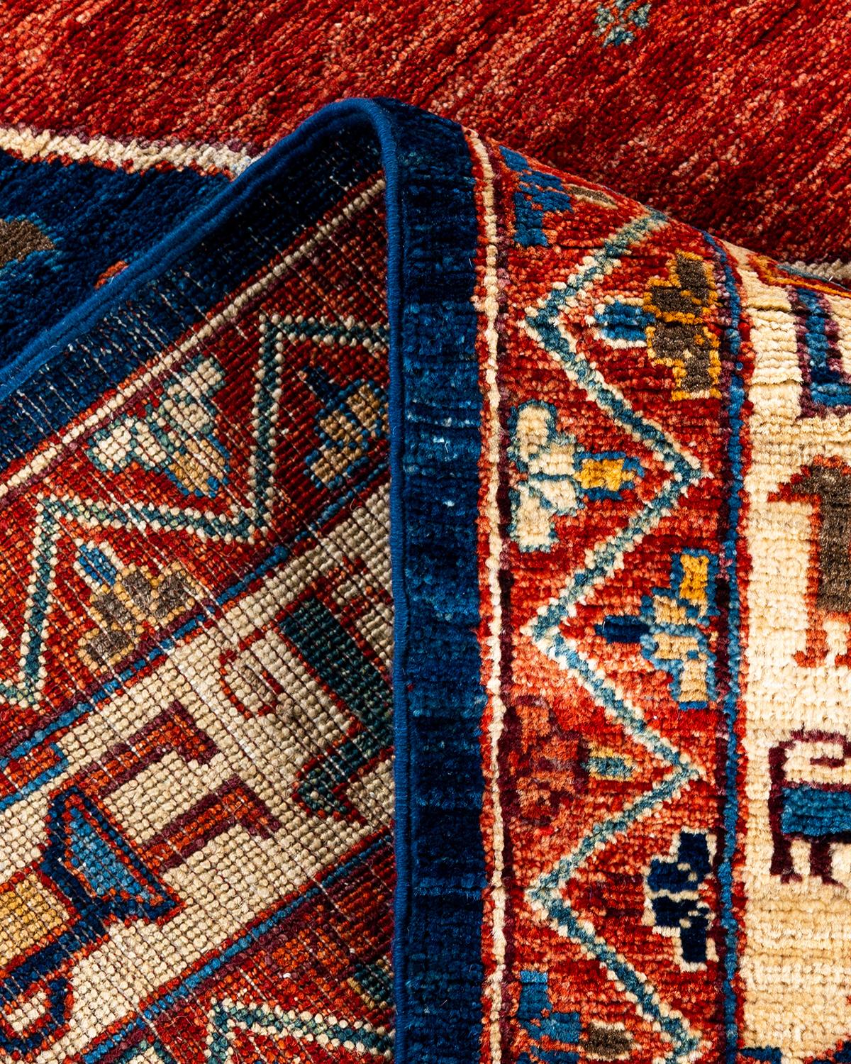 XXIe siècle et contemporain Tapis traditionnel Serapi noué à la main bleu de 6' 6
