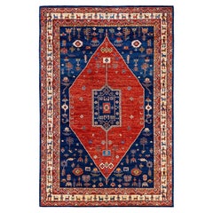 Traditional Serapi Hand Knotted Wool Blue Area Rug 6' 6" x 9' 8"