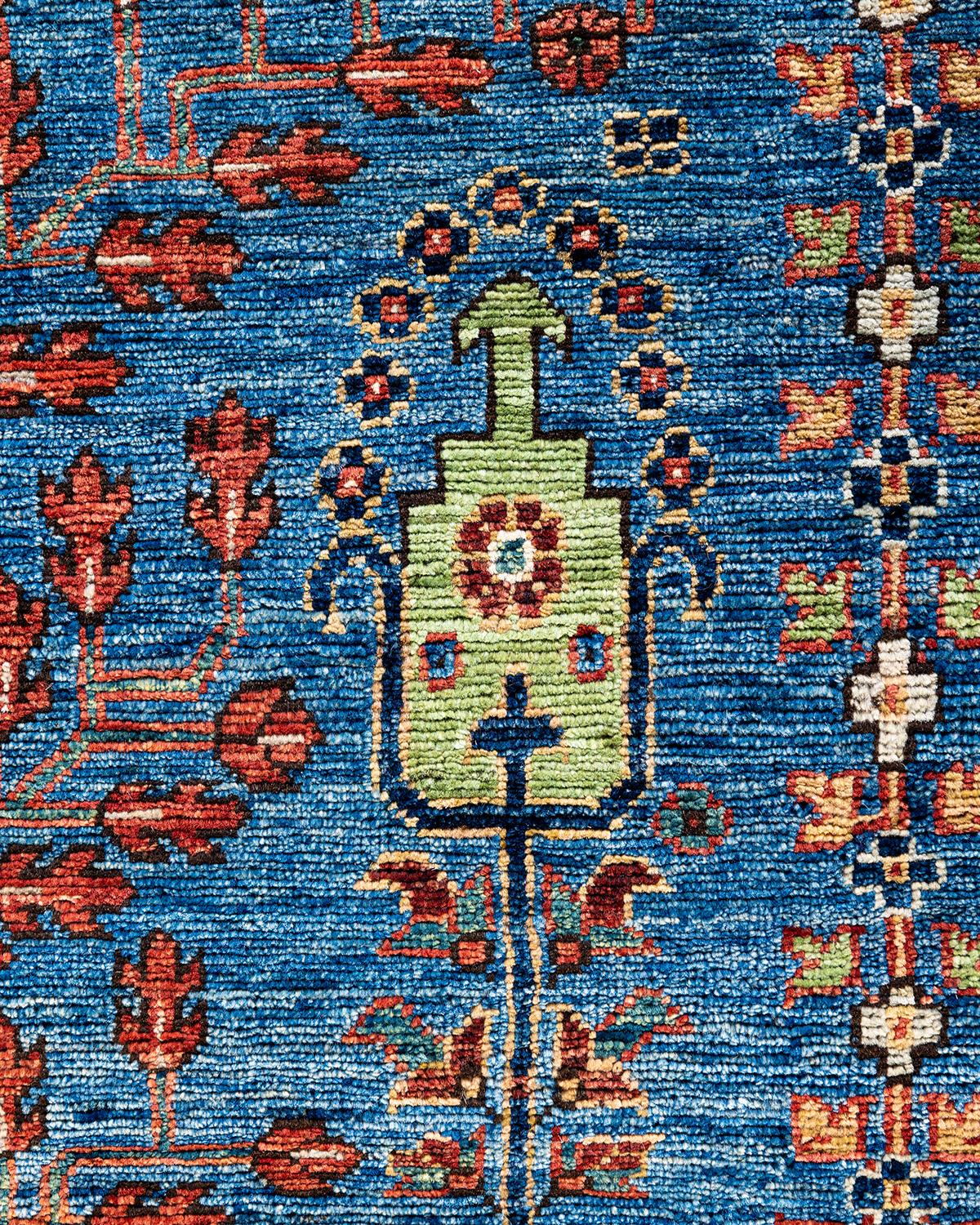 Pakistanais Tapis traditionnel Serapi noué à la main bleu de 7' 10