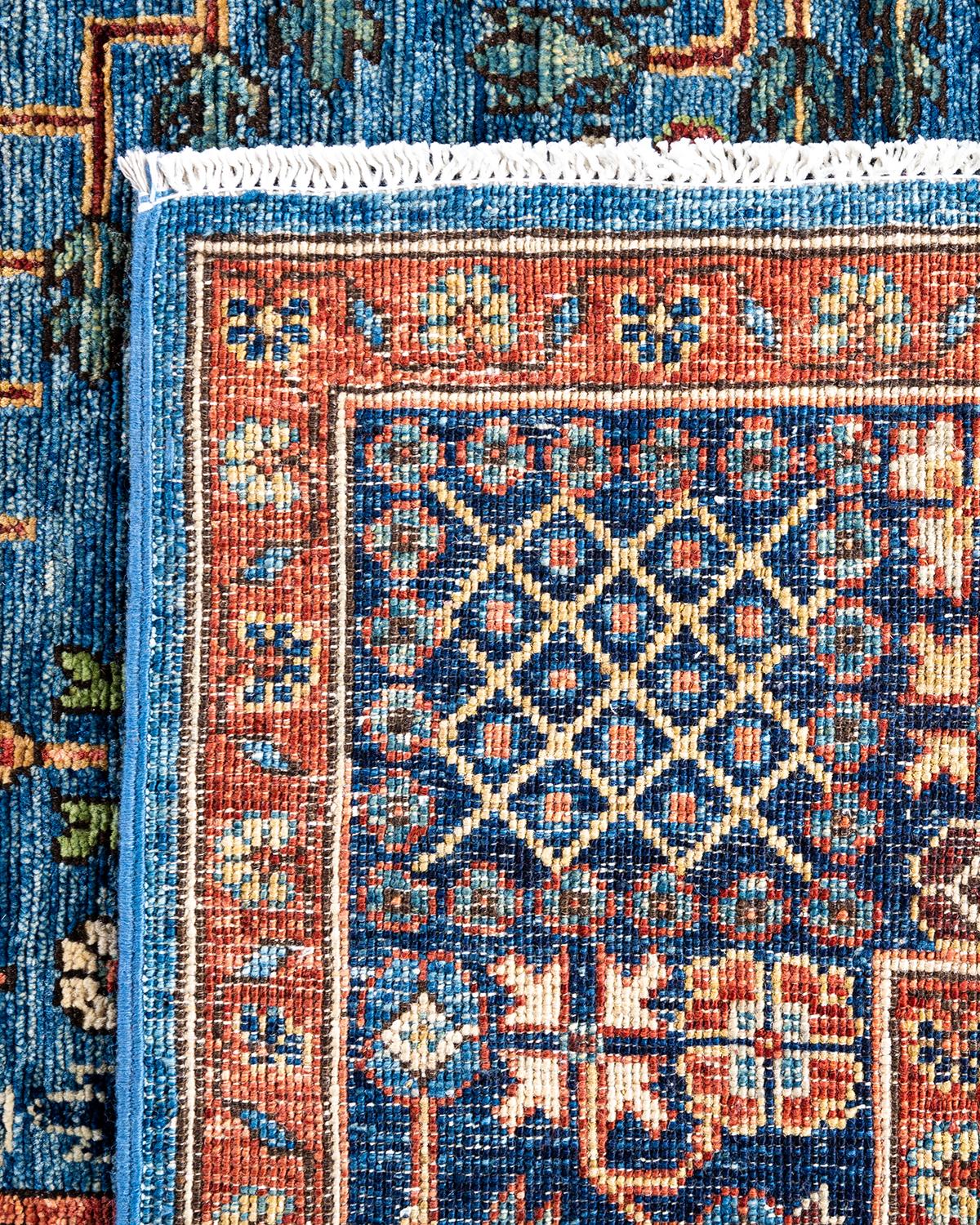 XXIe siècle et contemporain Tapis traditionnel Serapi noué à la main bleu de 7' 10