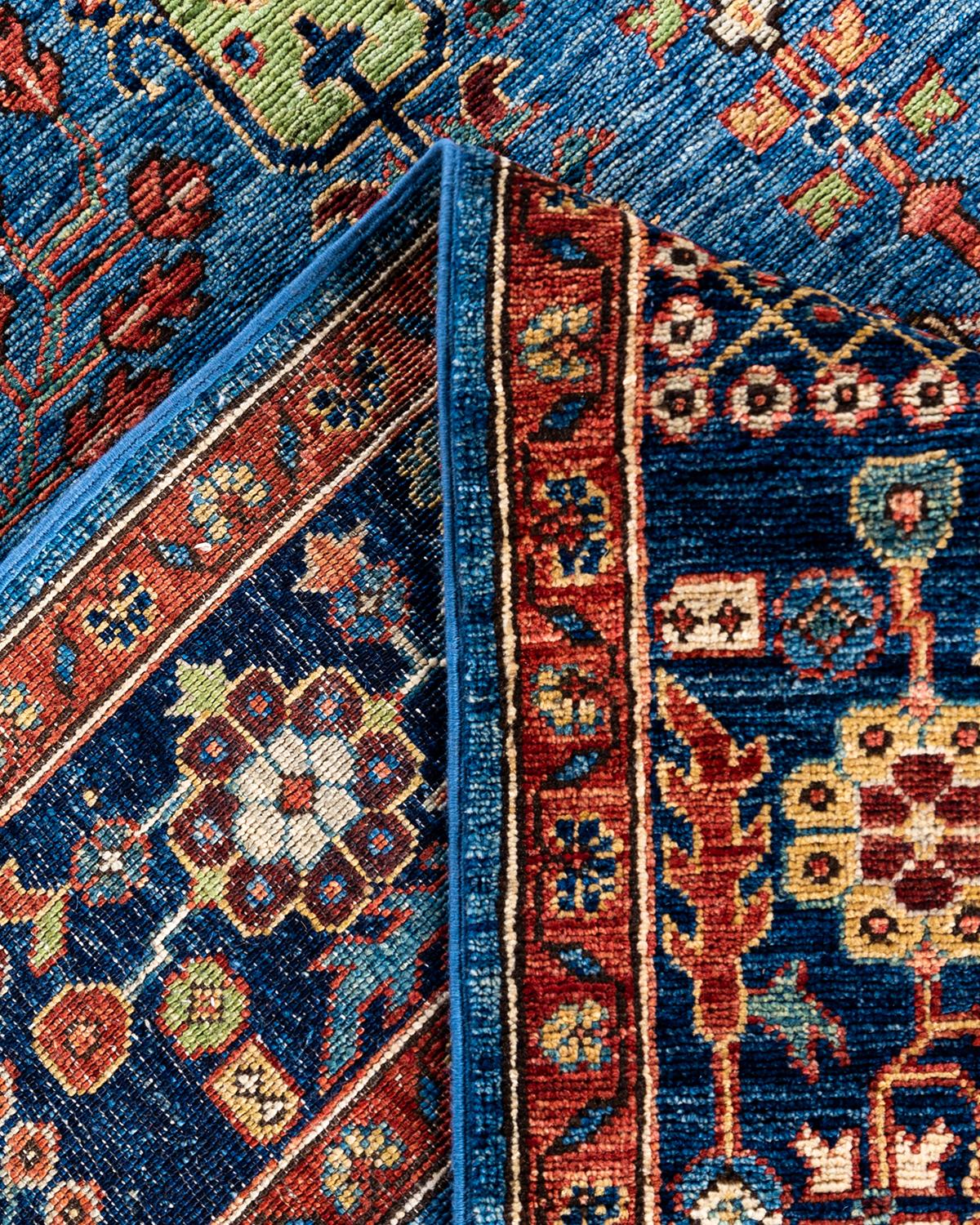 Laine Tapis traditionnel Serapi noué à la main bleu de 7' 10