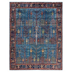 Traditional Serapi Hand Knotted Wool Blue Area Rug 7' 10" x 10' 0"
