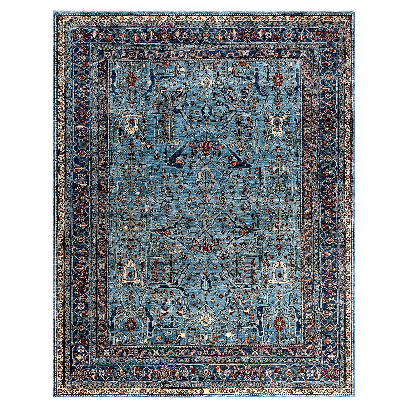 Traditional Serapi Hand Knotted Wool Blue Area Rug 7' 10" x 10' 0"