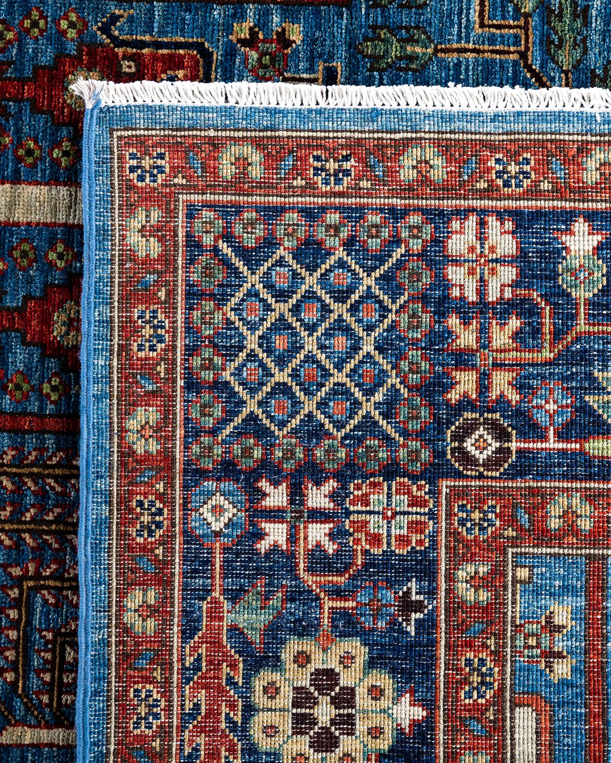 XXIe siècle et contemporain Tapis traditionnel Serapi noué à la main bleu de 7' 10